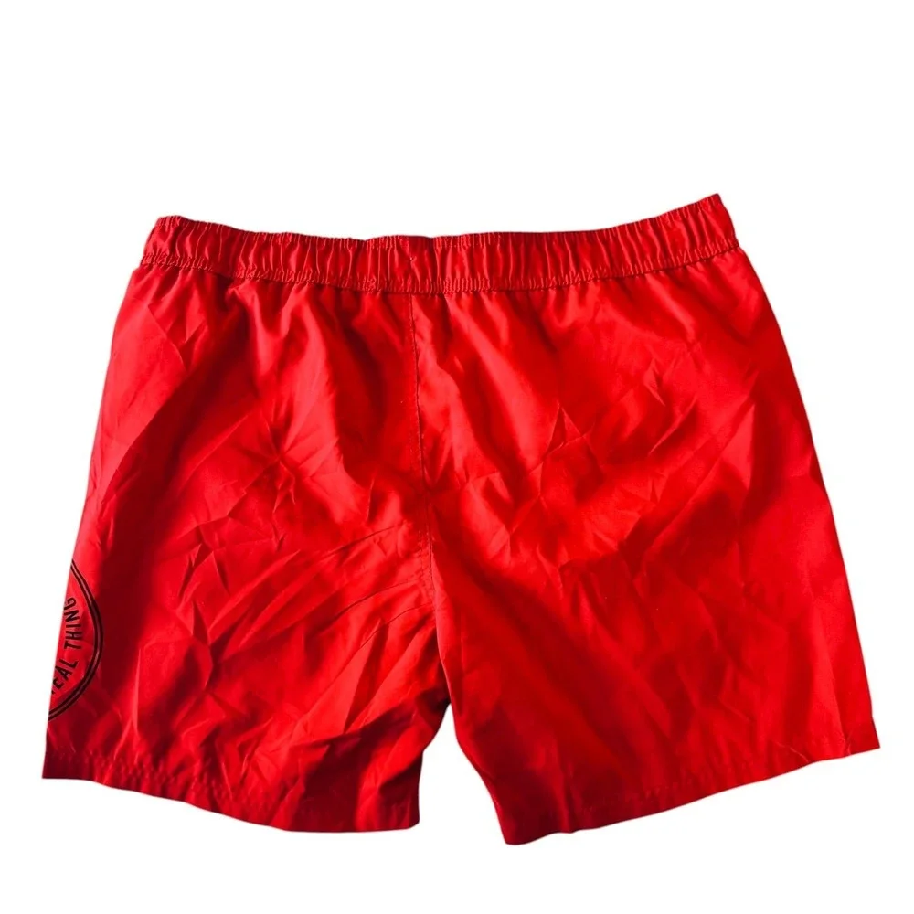 Coca-Cola Catch the Wave Swim Trunks Men's Large Red Graphic Board Shorts NWT